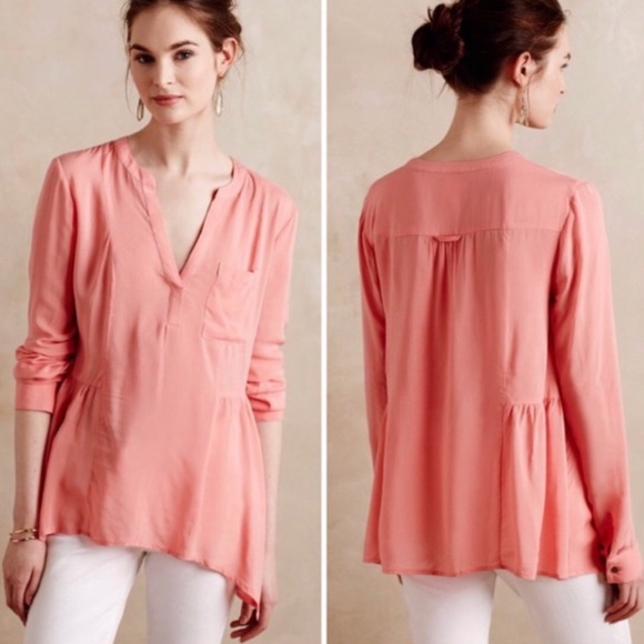 Anthropologie Tops - *DONATING SOON* Maeve | Size 2 orange/pink Laiken Henley Popover Top